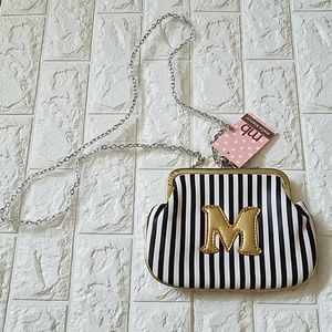 Melie Bianco Purse Chains Strap Clasp White Black